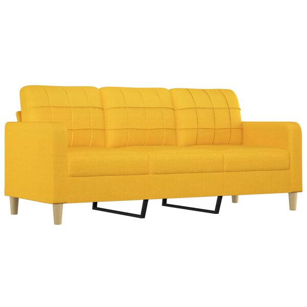 vidaXL 3-personers sofa med puder og hynder 180 cm stof lysegul