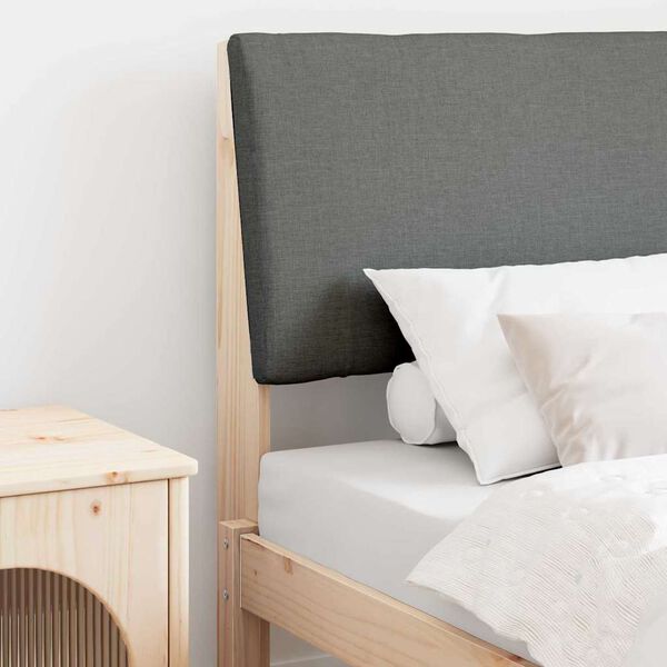 vidaXL Polstret sengegavl M&oslash;rkegr&aring; 80 cm Massiv fyrretr&aelig;