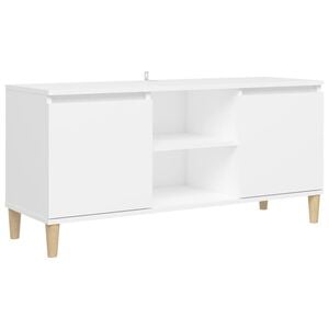 vidaXL tv-bord med massive tr&aelig;ben 103,5x35x50 cm hvid