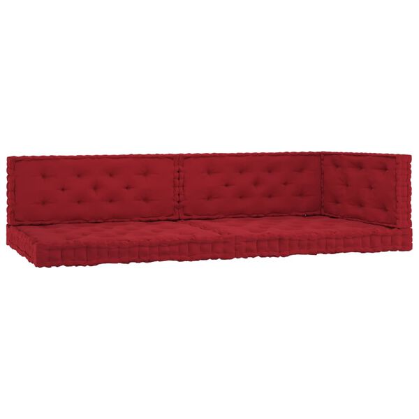 vidaXL hynder til pallesofa 5 stk. bomuld bordeauxfarvet