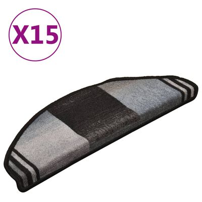 vidaXL selvklæbende trappemåtter 15 stk. 65x21x4 cm sort og grå