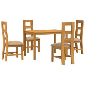 vidaXL Spisestues&aelig;t 5 stk. Beige Massivt Eg Tr&aelig;
