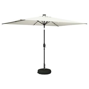 vidaXL Haveparasol med LED lys og fod 2 x 3 m Polyester Cremefarvet