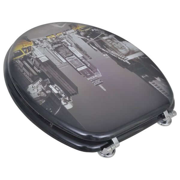 vidaXL toiletsæder med låg 2 stk. New York-design MDF