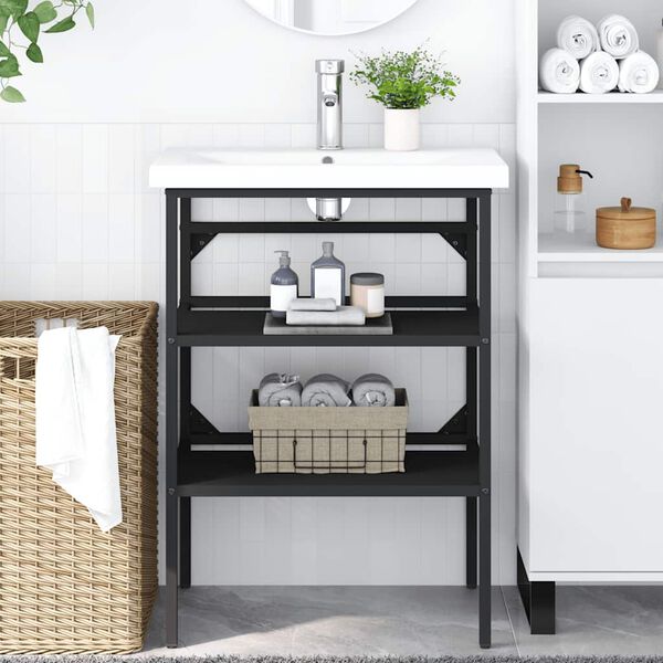 vidaXL badev&aelig;relsesm&oslash;bel til h&aring;ndvask 59x38x83 cm jern sort
