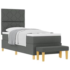 vidaXL Box spring seng med hovedg&aelig;rde M&oslash;rkegr&aring; 200 x 80 cm Stof