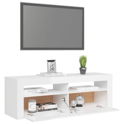 vidaXL tv-skab med LED-lys 120x35x40 cm hvid højglans
