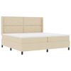 vidaXL LED Box Spring Bed med hovedg&aelig;rde Creme 200 x 200 cm Stof