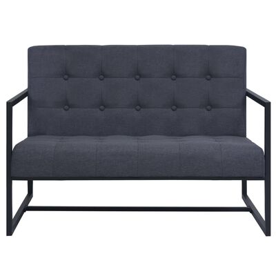 vidaXL 2-personers sofa med armlæn stål og stof mørkegrå
