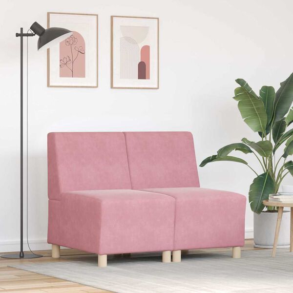 vidaXL Modulsofa enhed uden arme 2 pcs Lyser&oslash;d 55 x 74 x 82 cm Fl&oslash;jl