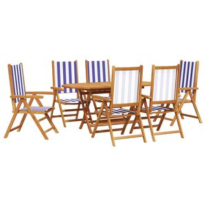 vidaXL Have Spisebordss&aelig;t 7 pcs Bl&aring; og Hvid Massivt Akacietr&aelig;