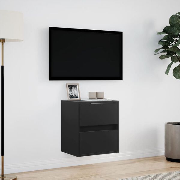 vidaXL v&aelig;gh&aelig;ngt tv-bord med LED-lys 41x31x45 cm sort