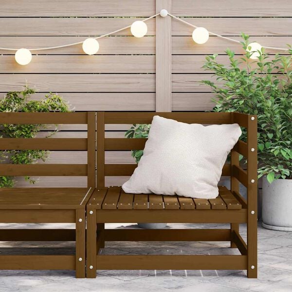 vidaXL hjørnemodul til sofa massivt fyrretræ gyldenbrun