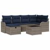 vidaXL Havesofa S&aelig;t 7 stk. Gr&aring; og Marinebl&aring; polyrattan
