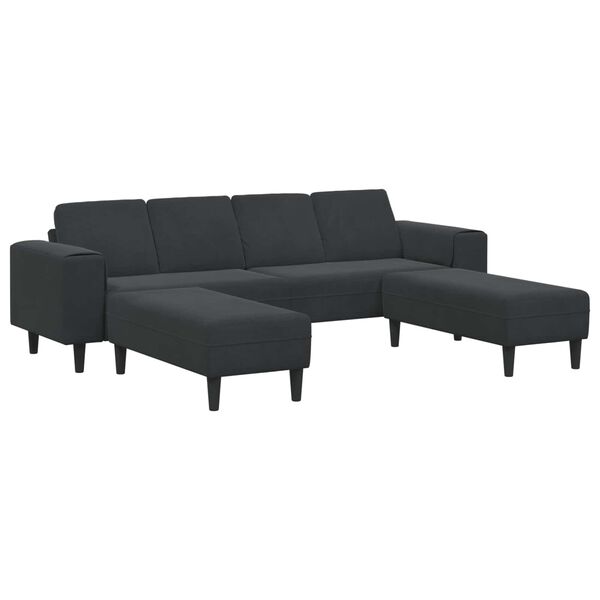 vidaXL Sofa Sæt Sort Fløjl