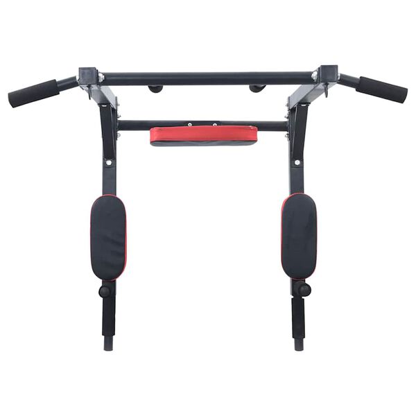 VidaXL Pull Up Bar Dip Station Sort og rød 89 x 59 x 70 cm