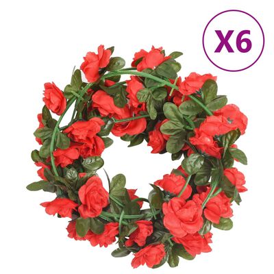 vidaXL kunstige blomsterguirlander 6 stk. 240 cm rød
