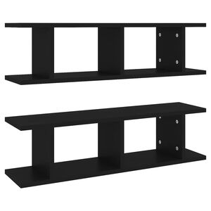 vidaXL v&aelig;gh&aelig;ngte kubehylder 2 stk. 75x18x20 cm konstrueret tr&aelig; sort