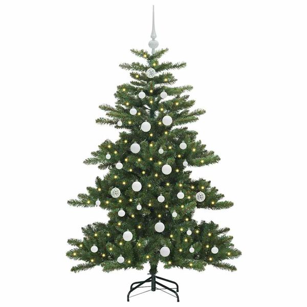 vidaXL Kunstigt Hinged Juletr&aelig; med 150 LED'er Gr&oslash;n 150 cm PVC og St&aring;l