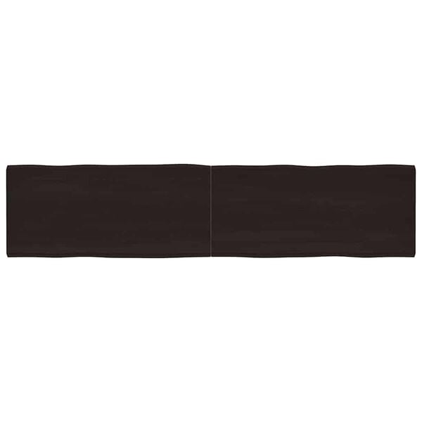 vidaXL bordplade 220x50x(2-4) cm naturlig kant behandlet træ mørkebrun