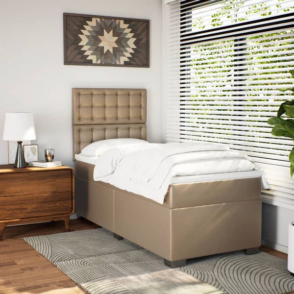 vidaXL kontinentalseng 80x200 cm kunstlæder cappuccinofarvet