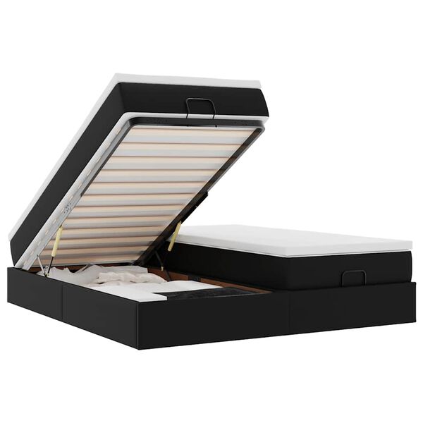 vidaXL osmannisk sengeramme med madrasser 160x200 cm kunstlæder sort