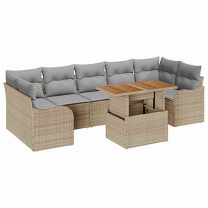 vidaXL Havesofa S&aelig;t med pude 8 pcs Beige og lys gr&aring; polyrattan