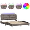 vidaXL sengeramme med LED uden madras Hvar 160x200 cm stof gr&aring;brun