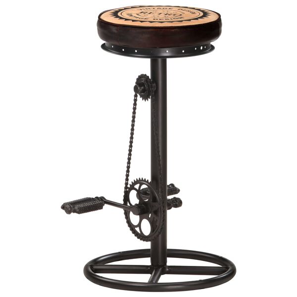 vidaXL barstole med lærredsprint 2 stk. ægte læder sort og brun