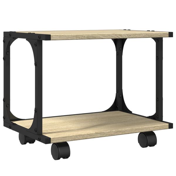 vidaXL printerstativ 41x28x33,5 cm 2 hylder konstrueret træ sonoma-eg
