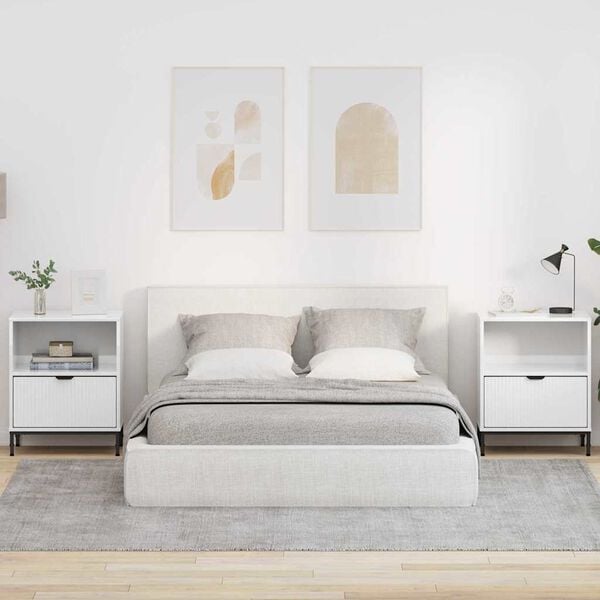 vidaXL Natskab 2 pcs Hvid h&oslash;jglans 49 x 36 x 61 cm Konstrueret tr&aelig;