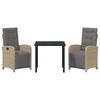 vidaXL Have Spisebordss&aelig;t med pude 3 pcs Beige polyrattan