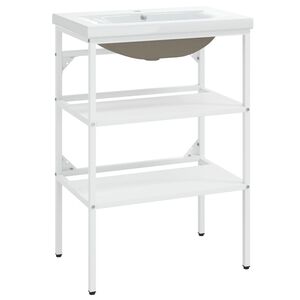 vidaXL indbygget h&aring;ndvask p&aring; stel jern hvid