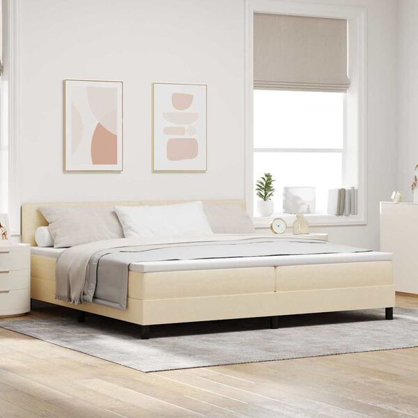 vidaXL Box spring seng med madras Creme 200 x 200 cm Stof