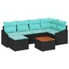 vidaXL Havesofa S&aelig;t med pude 7 pcs Sort polyrattan