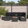 vidaXL Havesofa S&aelig;t med pude 7 pcs Sort 55 x 62 x 69 cm Poly rattan