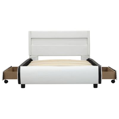 vidaXL sengestel med LED 100 x 200 cm kunstlæder hvid