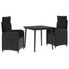 vidaXL Sofa Bord S&aelig;t 3 stk. Sort PE rattan og pulverlakeret st&aring;l