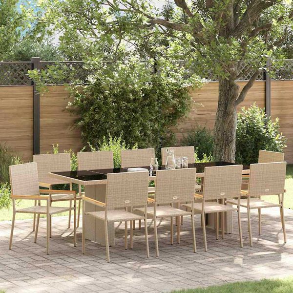 vidaXL Have Spisebordss&aelig;t 11 pcs Beige polyrattan