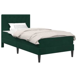 vidaXL Sengeramme med madras M&oslash;rkegr&oslash;n 80 x 200 cm Fl&oslash;jl