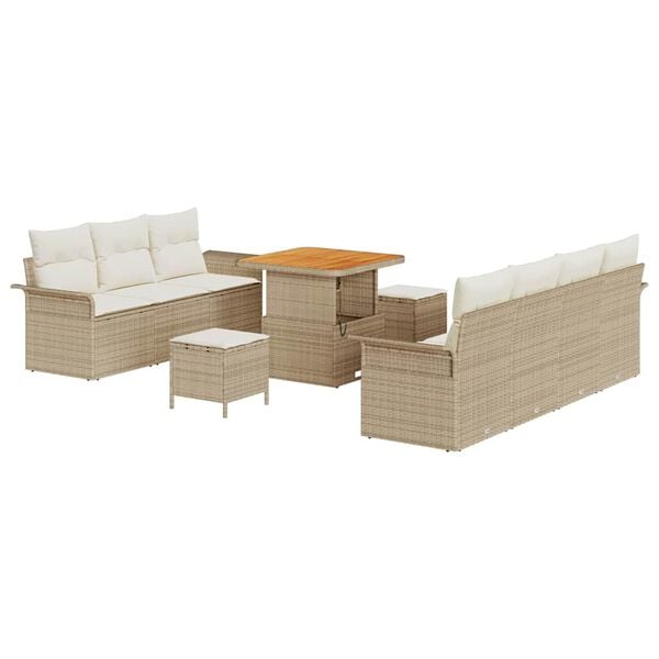 vidaXL Havesofa Sæt med pude 10 pcs Beige og creme 80 x 80 x 71 cm