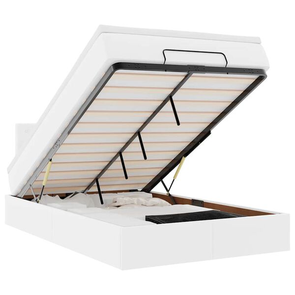 vidaXL osmannisk seng med madrasser & LEDs 120x190 cm kunstlæder hvid
