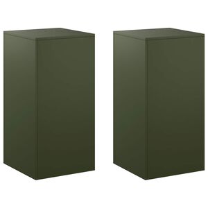 vidaXL Planteholder 2 pcs Olivengr&oslash;n 40 x 40 x 80 cm St&aring;l