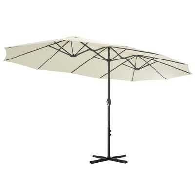 vidaXL udendørs parasol med aluminiumsstang 460 x 270 cm sandfarvet