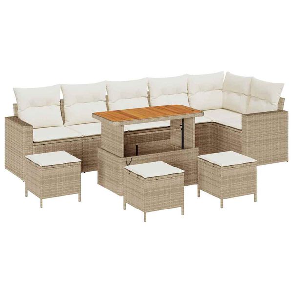 vidaXL Havesofa S&aelig;t 10 pcs Beige polyrattan
