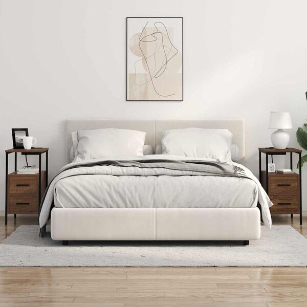 vidaXL Natskab med skuffe Brun eg 30 x 48 x 61 cm Konstrueret tr&aelig;