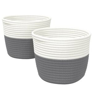 vidaXL opbevaringskurve 2 stk. &Oslash;24x18 cm bomuld gr&aring; og hvid