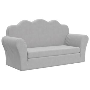 vidaXL 2-personers sovesofa til b&oslash;rn bl&oslash;dt plys lysegr&aring;