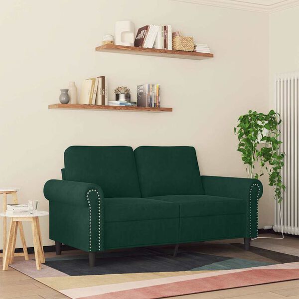 vidaXL 2-personers sofa 120 cm fl&oslash;jl m&oslash;rkegr&oslash;n