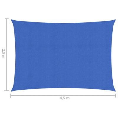 vidaXL solsejl 2,5x4,5 m 160 g/m² HDPE blå
